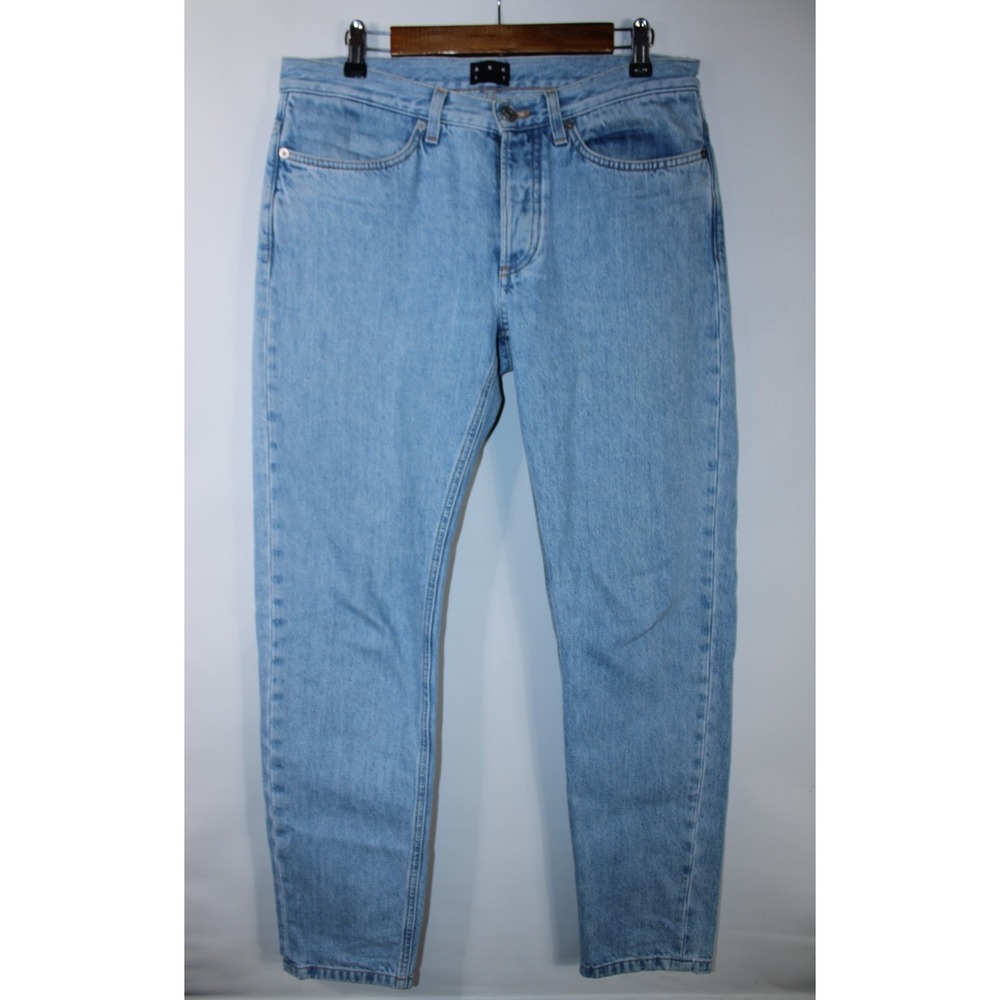 Asket Men's 31x32 (Fits like 34) Light Blue Straight Leg The Washed Denim Jeans
